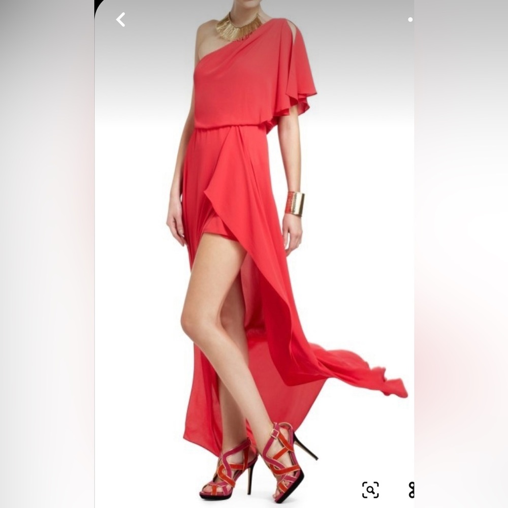 NWT BCBGMAXAZRIA Kendal Lipstick Red one shoulder draped gown. Size 0